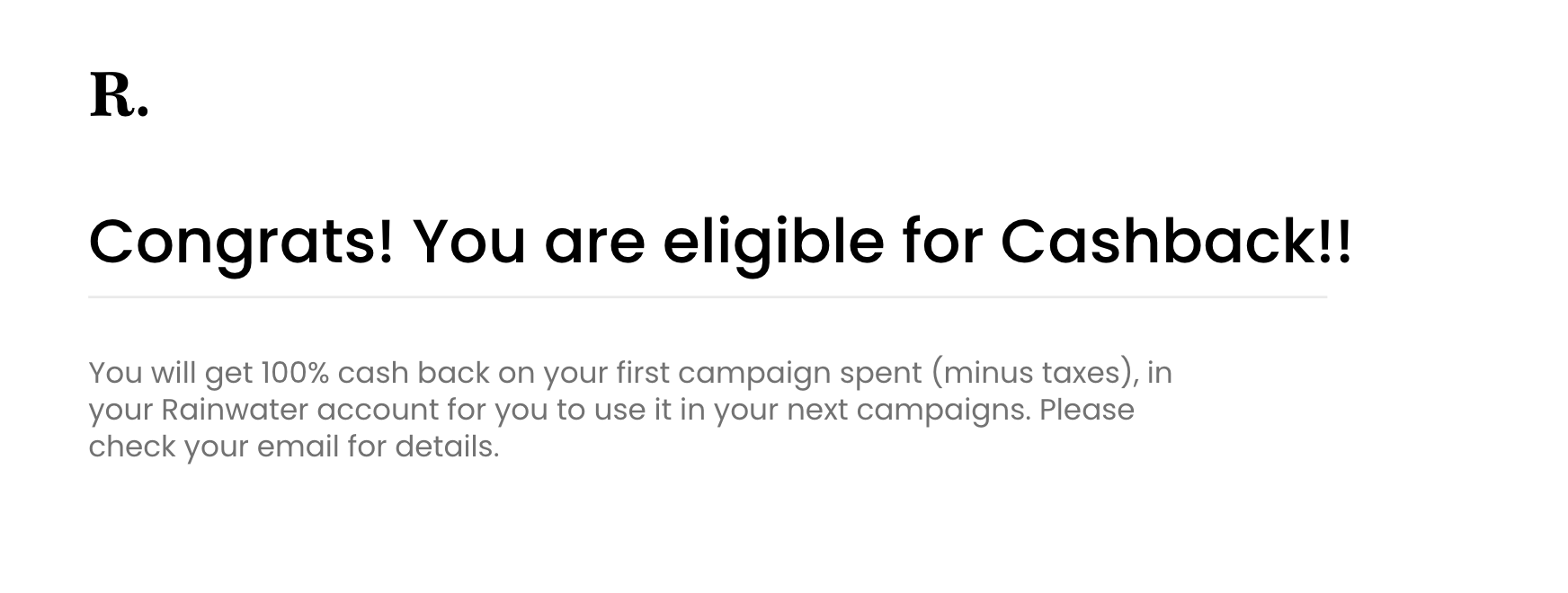 Cashback 100% Offer